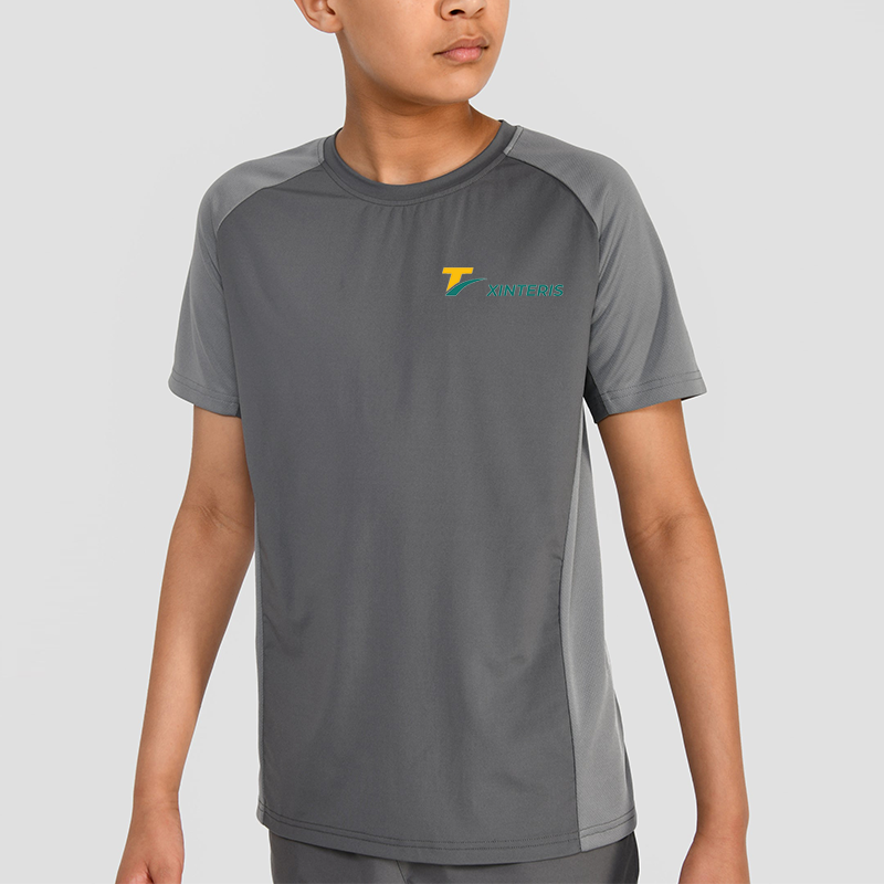 Contrast Color Reflective Strip O Neck Athletic T Shirts For Junior