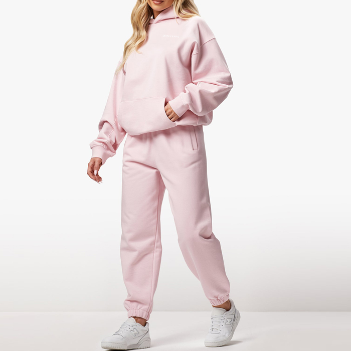 Wholesale plus size outdoor running sweat suits custom fleece pullover oversize plain tracksuits women
