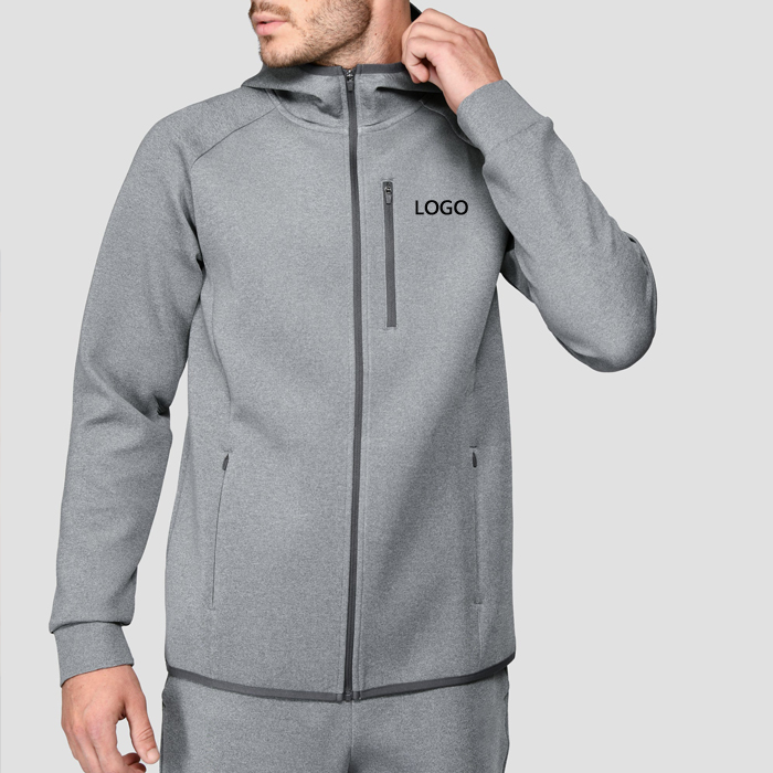 High Quality Men'S Oem Sports Wear Custom Embroidery Logo Polyester Zip Up Hoodies