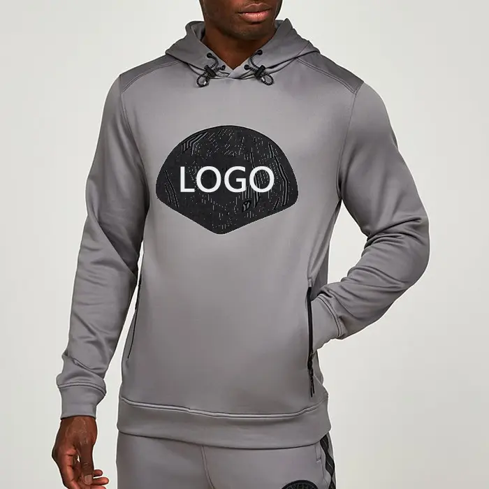 Custom Puff Printed Logo Brand Wholesale Thick Loose Fit Men Hoodies With Zip Pocket