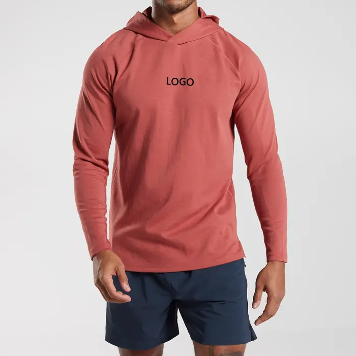 High Quality 100% Cotton Lightweight Fabric Workout Running Plain Hoodies For Men