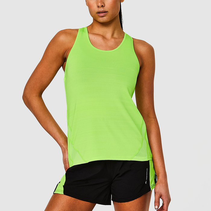 Wholesale women sports wear high quality custom lightweight polyester mesh spliced gym tank tops