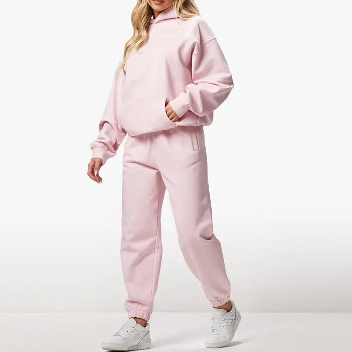 Wholesale plus size outdoor running sweat suits custom fleece pullover oversize plain tracksuits women