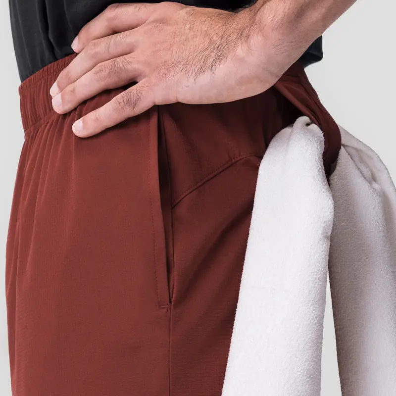High Quality Custom Zipped Pockets 2 In 1 Running Shorts For Men