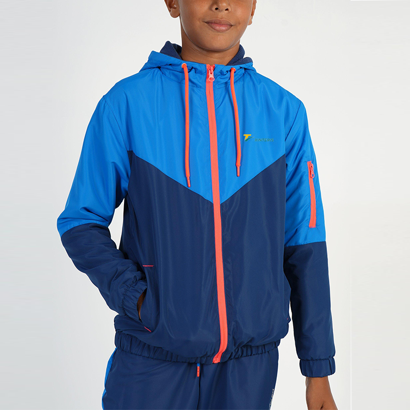 Quick Dry Polyester Color Block Sports Tracksuit For Kids Active Wear
