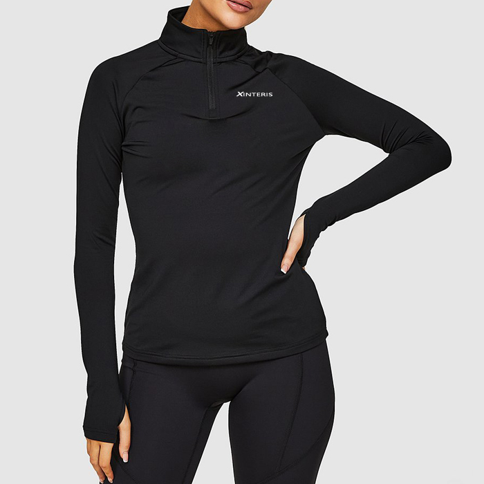 Custom women Glide Quarter Zip Long Sleeve T-Shirt
