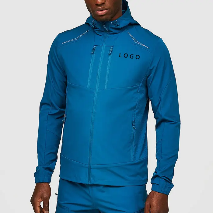 Newest Design Wholesale Sports Tops Men Mesh Spliced Nylon Spandex Gym Zip Up Hoodies