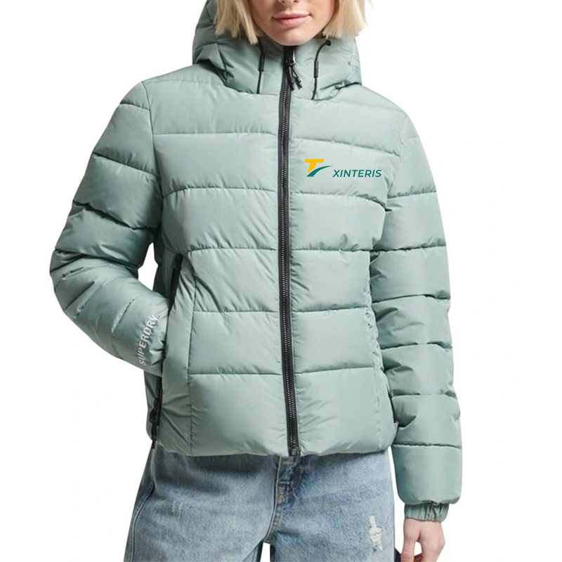Light Weight Full Zip Up Women Hooded Sports Puffer Jackets
