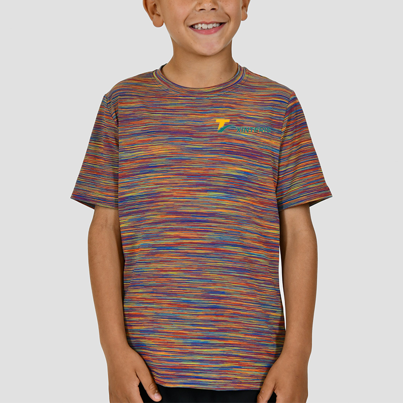 Custom Reflective Logo Rainbow Sports T shirts For Kids Gym Wear