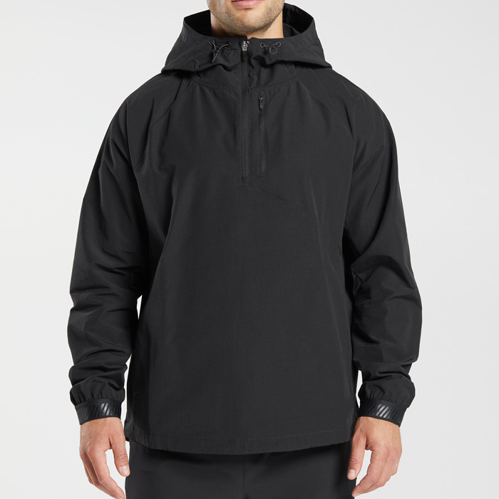 High Quality Custom Waterproof 100% Polyester Half Zip Up Hoodie Jackets For Men
