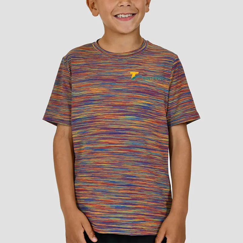 Custom Reflective Logo Rainbow Sports T shirts For Kids Gym Wear