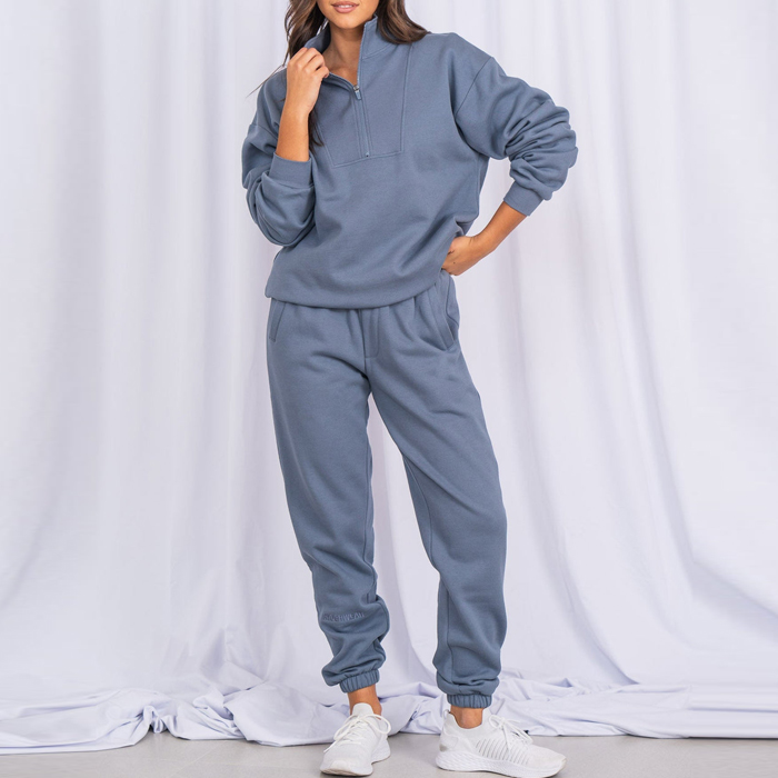 Cotton Tracksuits Custom Half Zipper Women Workout Gym Sports Track Suits