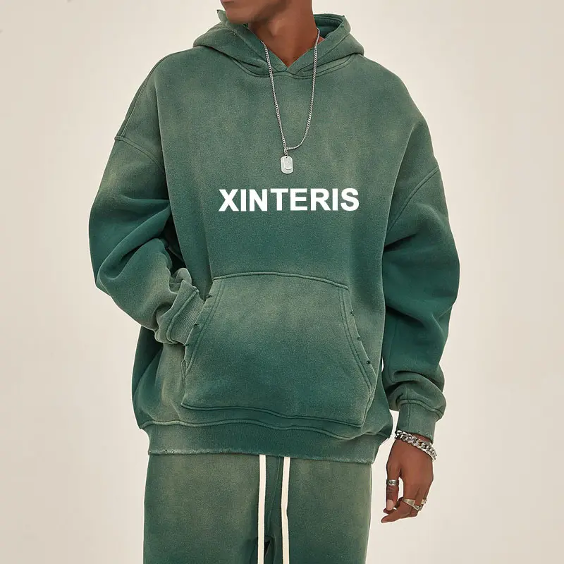 Acid Washed Hoodies Custom Logo Men Oversized Hoodies Sweatshirts
