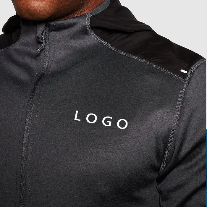 Fashion Sportswear Custom Polyester Knitted Slim Fit Men Full Zip Up Heavyweight Hoodies