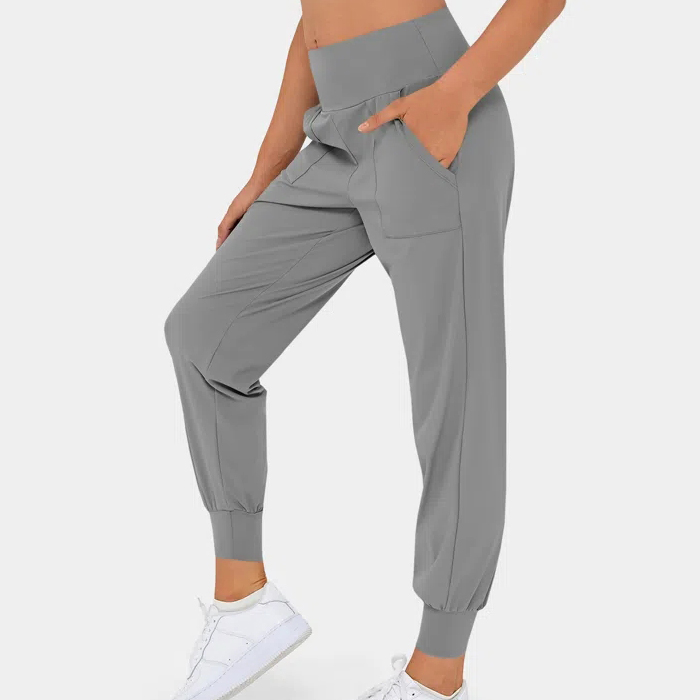 Wholesale nylon cargo pants high waist loose fit women sports pants
