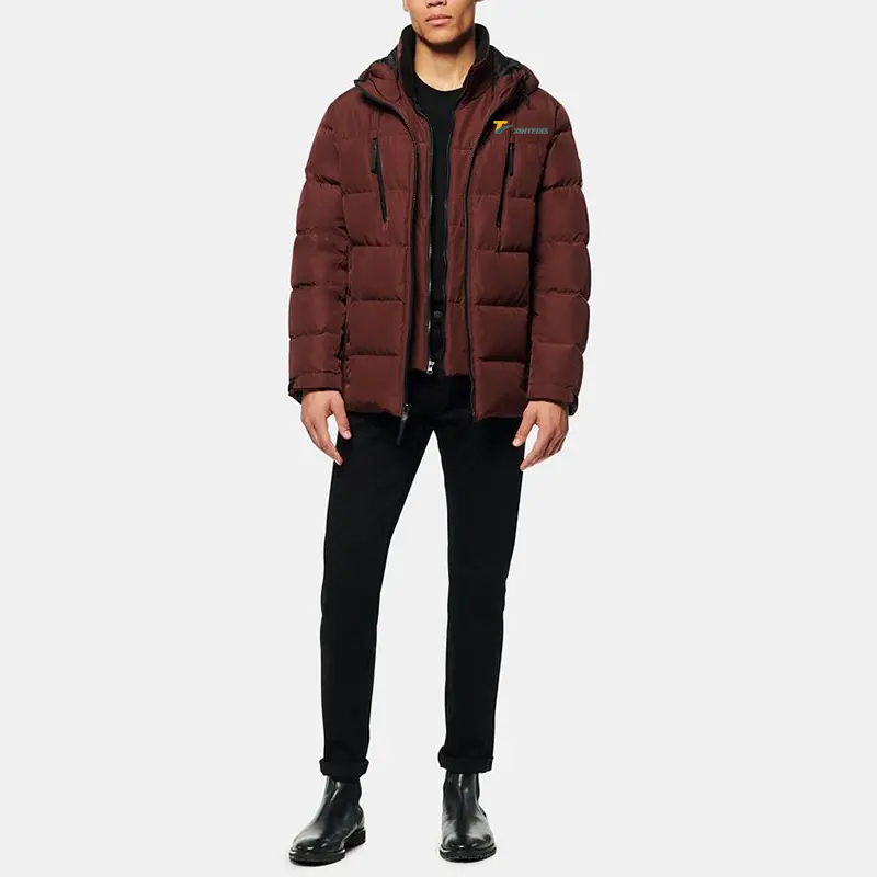 High Quality 100%Polyester Full Zip Up Men Winter Puffer Down Jackets