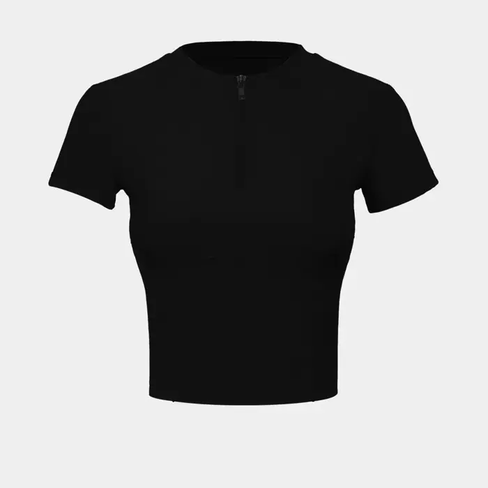 Custom sports Quarter Zip crop tops women slim fit t shirts