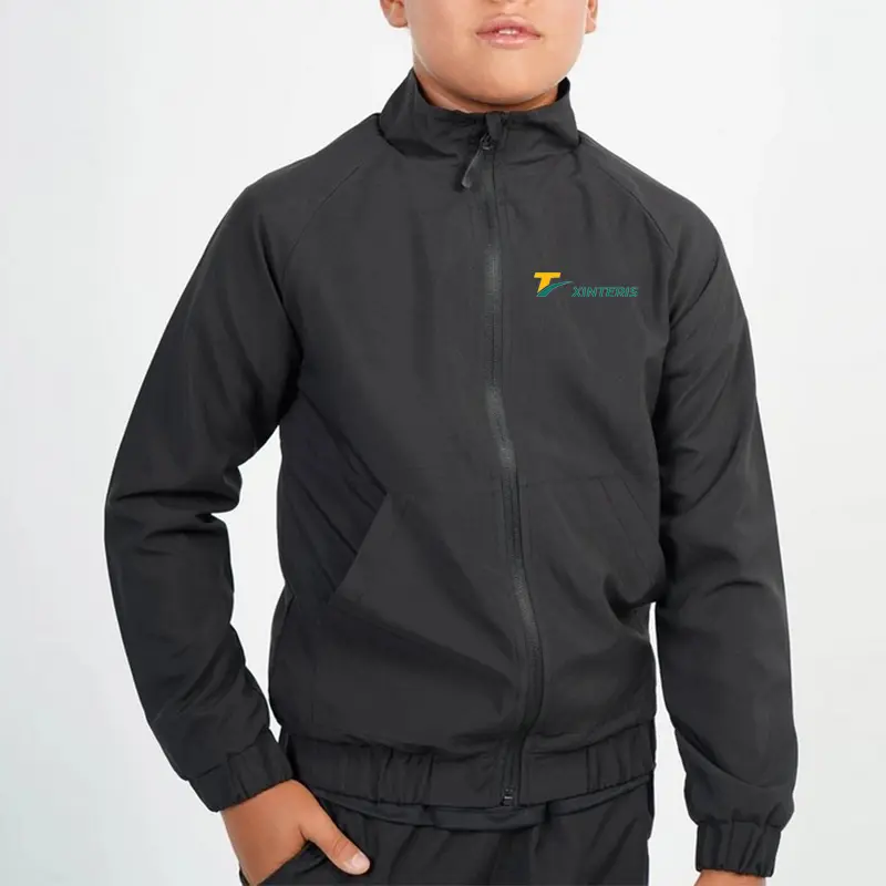 Kids Gym Jackets 100% Polyester Full Zip Up Windbreaker Jacket