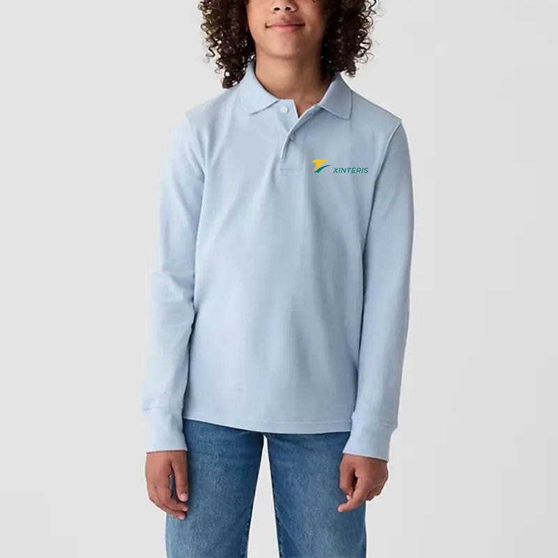 Junior Uniform Cotton T Shirts Custom Polo Long Sleeve For Kids