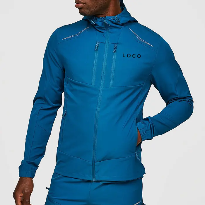 Newest Design Wholesale Sports Tops Men Mesh Spliced Nylon Spandex Gym Zip Up Hoodies