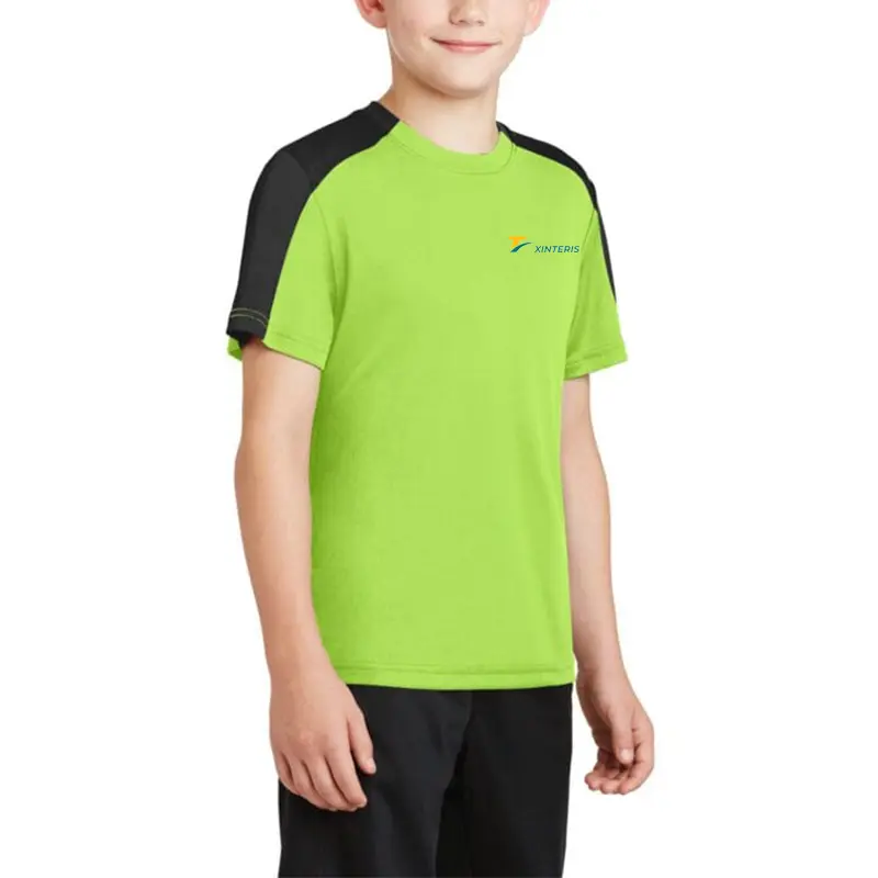 Contrast Color Quick Dry Polyester Gym T Shirts For Kids Active wear