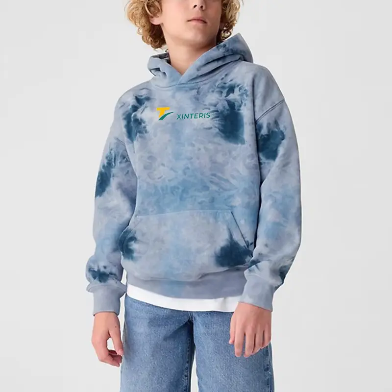 Kids Tie Dye Hoodies Custom Oversize Cotton Pullovers Sweatshirts For Junior