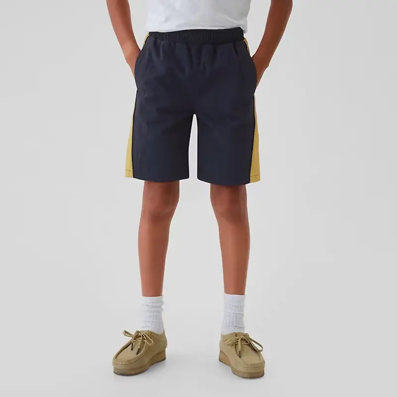 Kids Sports Nylon Shorts Custom Elastic Waist Contrast Gym Shorts