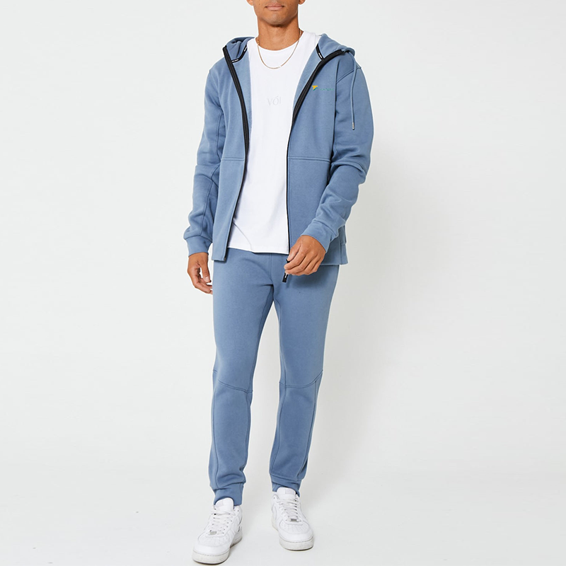Men Workout Sweatsuit High Quality Fill Zip Fleece Cotton Track Suits