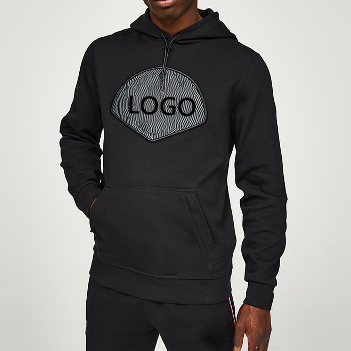Custom 3d Embroidered Logo Design Drawstring Heavy Weight Knitted Men Pullover Hoodies