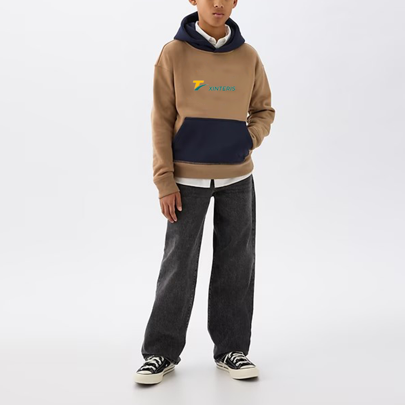 Junior Color Block Hoodies Kids Workout Cotton Polyester Sweatshirts