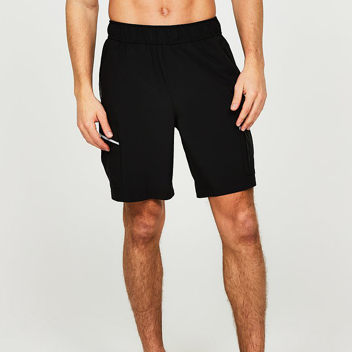 High Quality Custom Reflective Logo Loose Fit Black Cargo Shorts Men