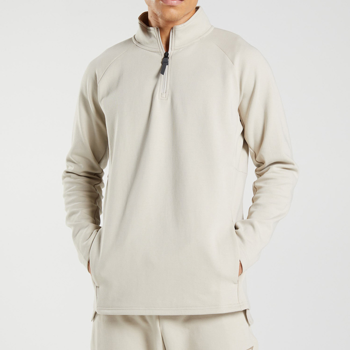 High Quality Loose Fit Style Custom Men'S Blank Quarter Zip Pullover Sweater With Pocket