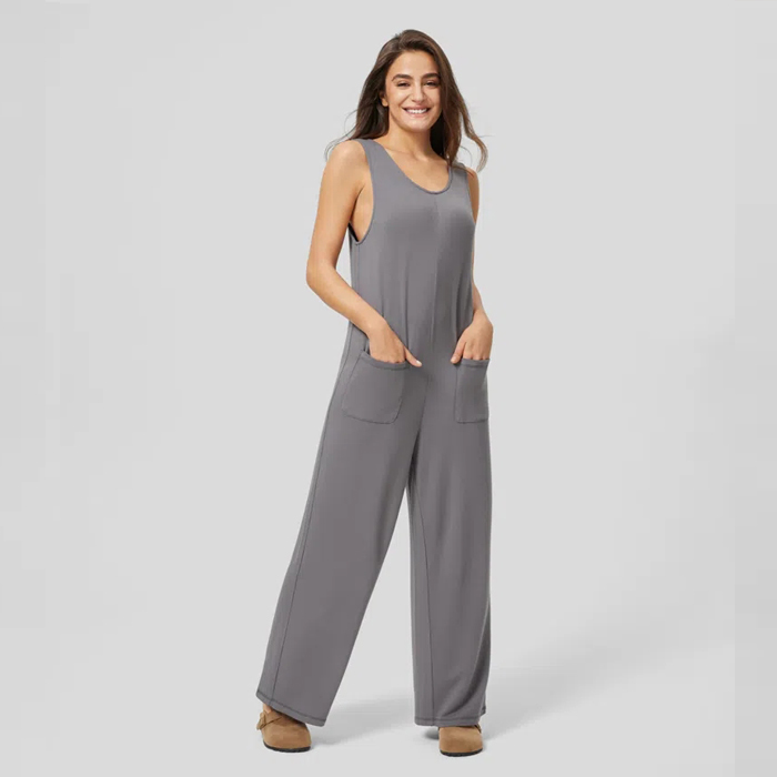 Wholesale Custom girls causal wear workout clothing women polyester loose fit jumpsuits