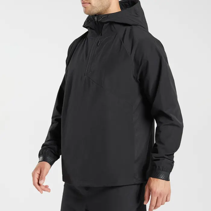 High Quality Custom Waterproof 100% Polyester Half Zip Up Hoodie Jackets For Men
