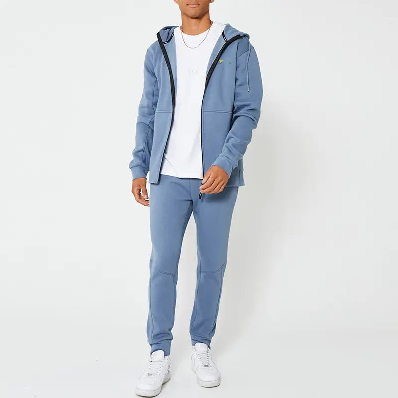 Men Workout Sweatsuit High Quality Fill Zip Fleece Cotton Track Suits