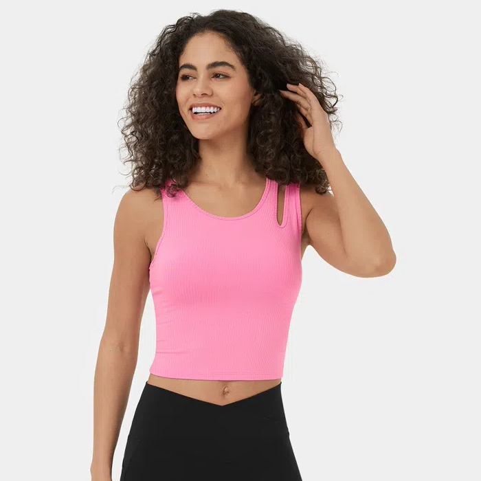 Custom Ribbed crop tops women cotton polyester fitness gym tanks