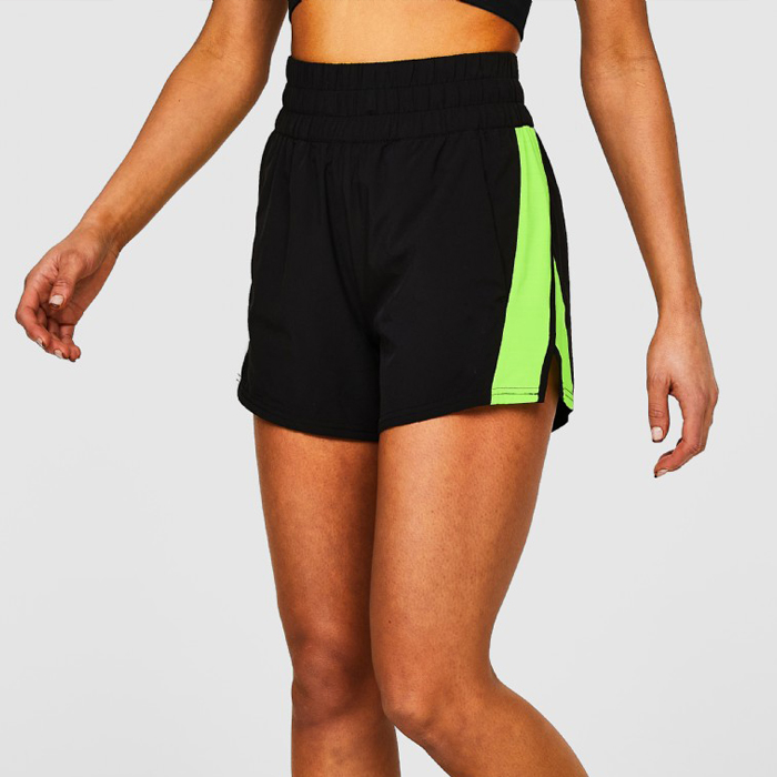 High Waist woven gym shorts women custom polyester spandex girls running sports shorts