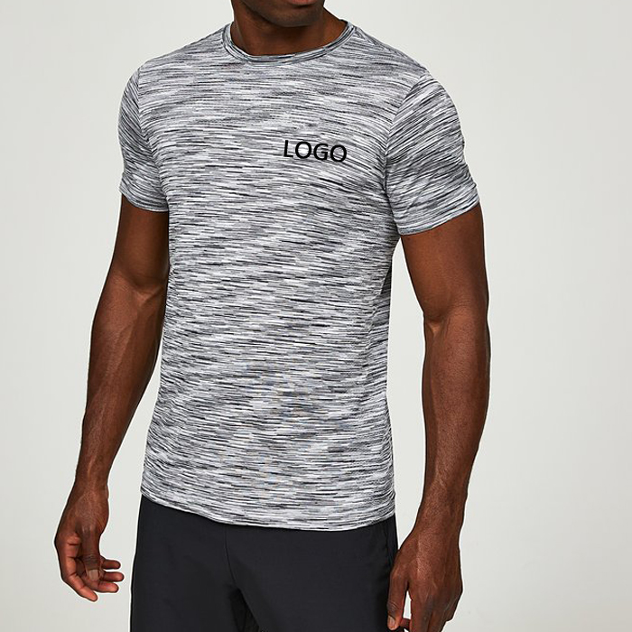 Wholesale Custom Logo Printing Seamless Slim Fit Gym T Shirts Men