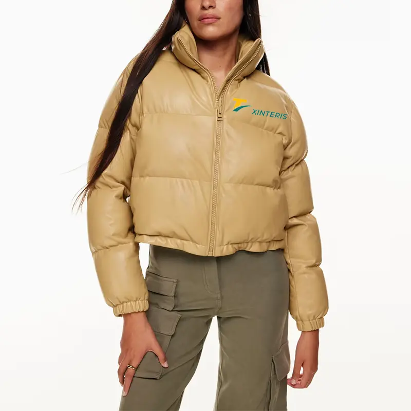 Sports Funnel Neck Cropped Down Jackets For Women