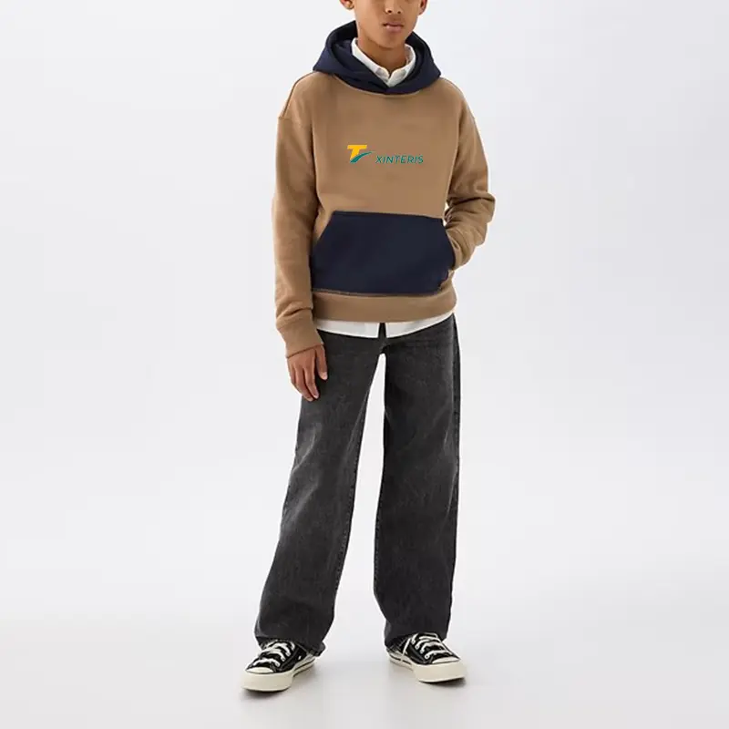 Junior Color Block Hoodies Kids Workout Cotton Polyester Sweatshirts