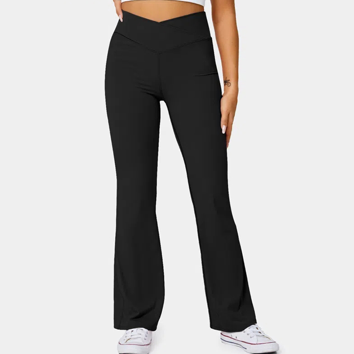 High quality wholesale plain yoga pants custom sports flared gym leggings for women