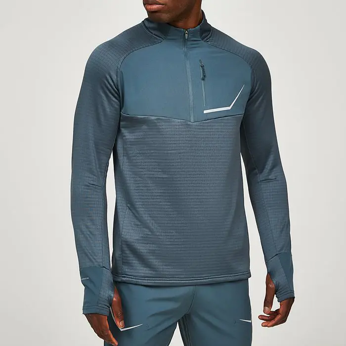 Customized Thumb Hole Design Men Clothing Wholesale Lightweight Polyester Sports Quarter Zip