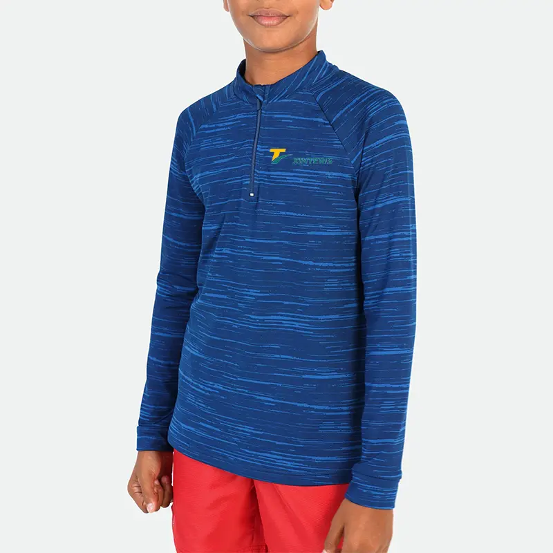 Junior 1/4 T Shirt Light Weight Polyester Long Sleeve T Shirts For Kids