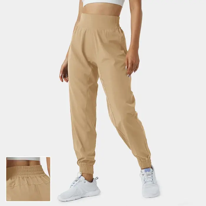 High waist custom Woven sweat pants running jogger pants women