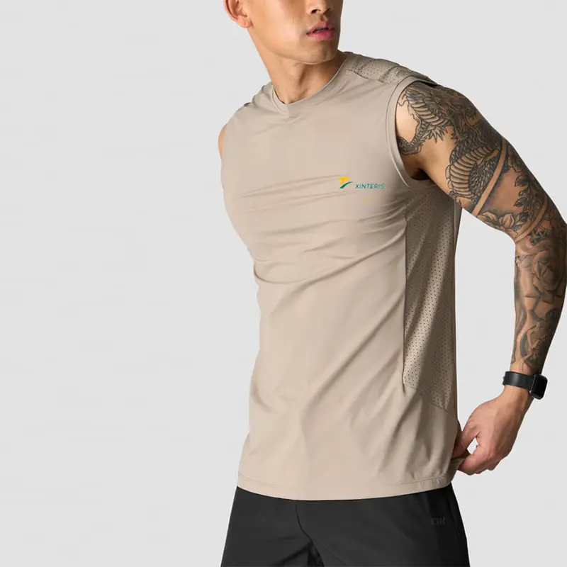 High Quality Stringer Custom Logo Mesh Hole Men Active Gym Tank Top