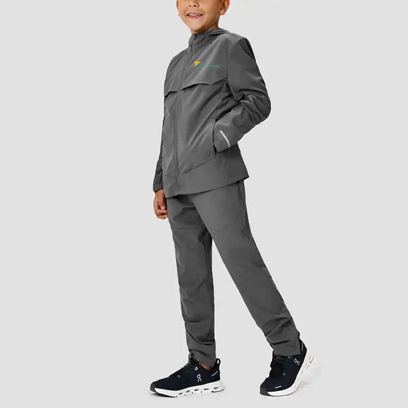 Kids Windbreaker Jackets Custom Polyester Sports Jacket With Zipper Pocket