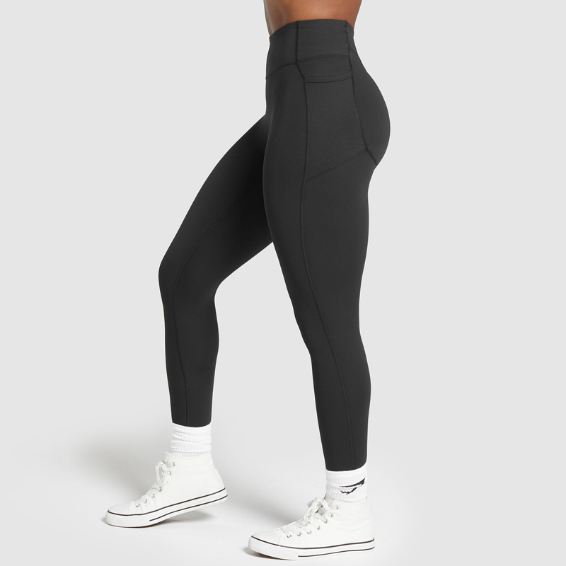 OEM wholesale gym wear Custom fitness women yoga outfits black lifting pockets leggings for women