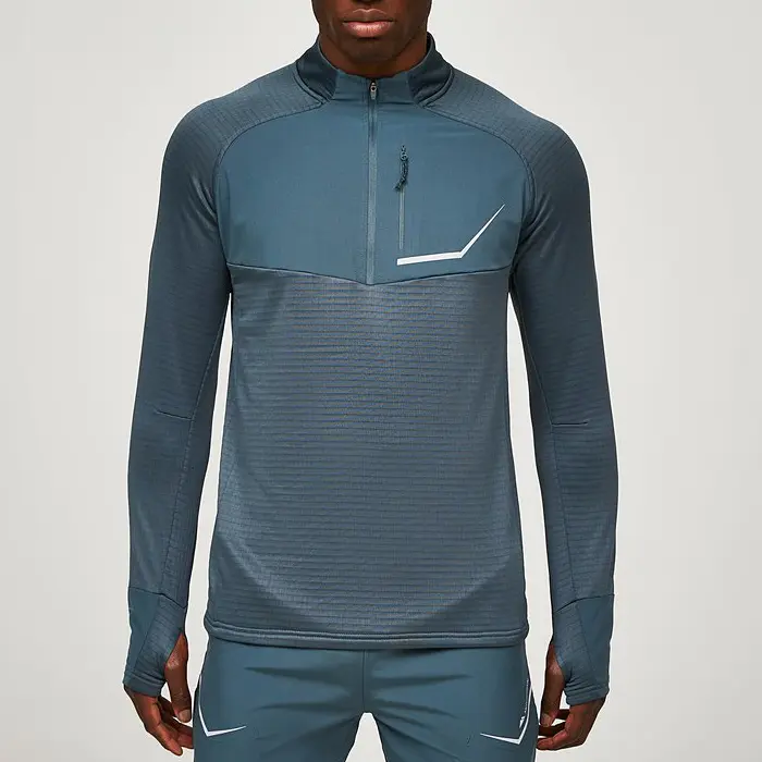 Customized Thumb Hole Design Men Clothing Wholesale Lightweight Polyester Sports Quarter Zip