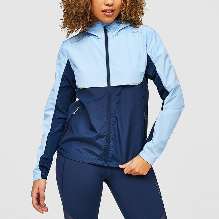 Women Sports Jacket OEM Contrast Color Gym Windbreaker With Zipper
