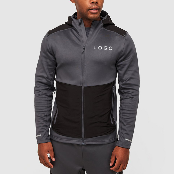 Fashion Sportswear Custom Polyester Knitted Slim Fit Men Full Zip Up Heavyweight Hoodies